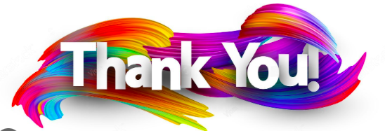 colorful banner with the words thank you