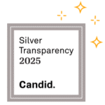 rimmed box with text stating Silver Transparency 2025 Candid with stars