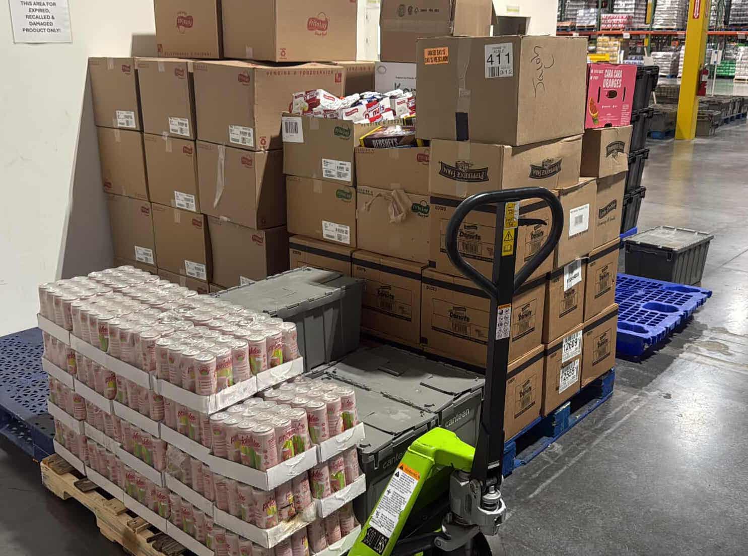 boxes of food on dolly to be loaded