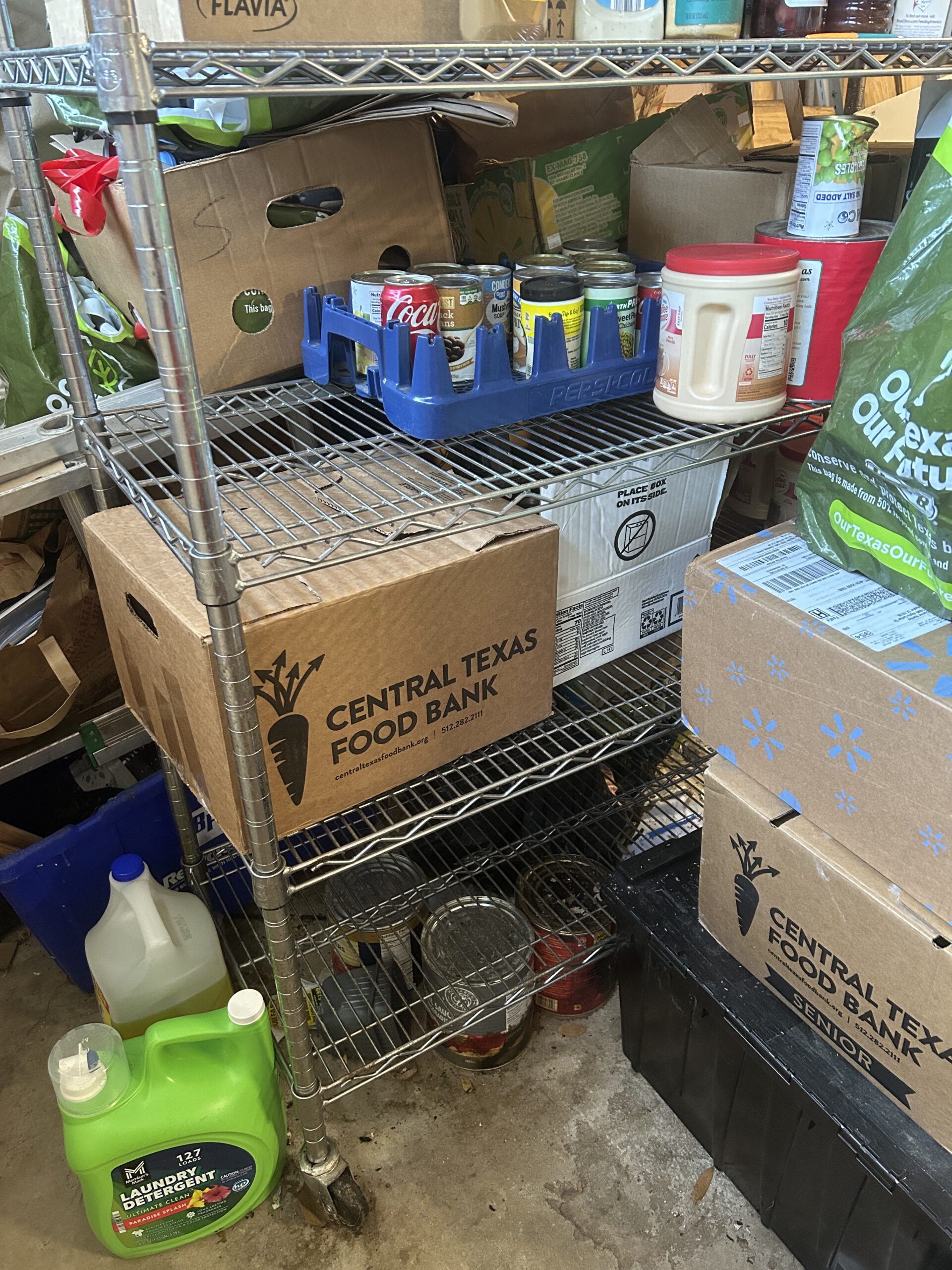boxes and containers on shelving