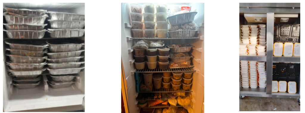set of 3 photos of food in refrigerators